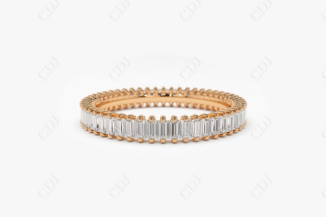 1.35CTW Lab Grown Baguette Diamond Full Eternity Wedding Band  customdiamjewel 10KT Rose Gold VVS-EF