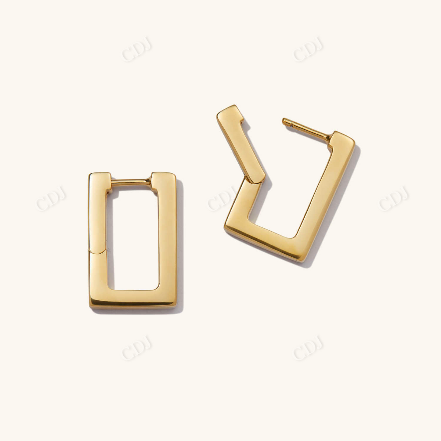 Rectangular 14K Gold Hoop Earrings For Girls  customdiamjewel   