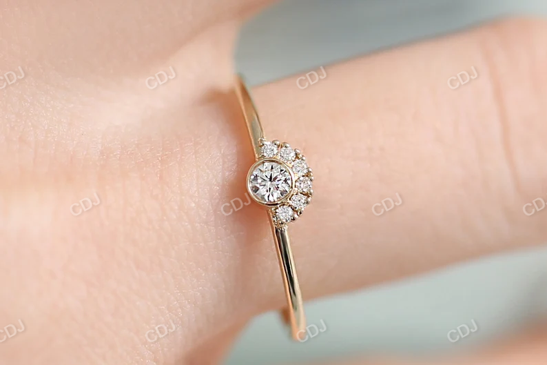 Half Halo Round Bezel Diamond Wedding Band  customdiamjewel   