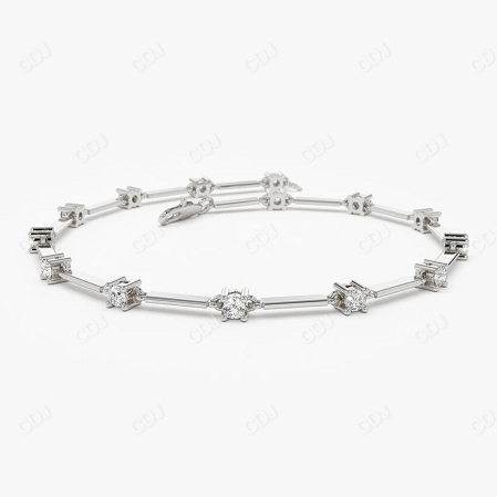 Moissanite Round Diamond Tennis Bracelet  customdiamjewel Sterling Silver White Gold VVS-EF