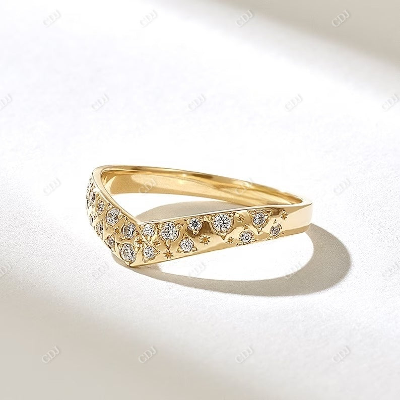 0.26CTW Pave Diamond Curved Wedding Band  customdiamjewel 10KT Yellow Gold VVS-EF