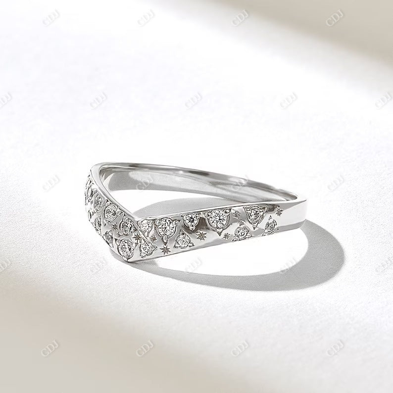 0.26CTW Pave Diamond Curved Wedding Band  customdiamjewel 10KT White Gold VVS-EF