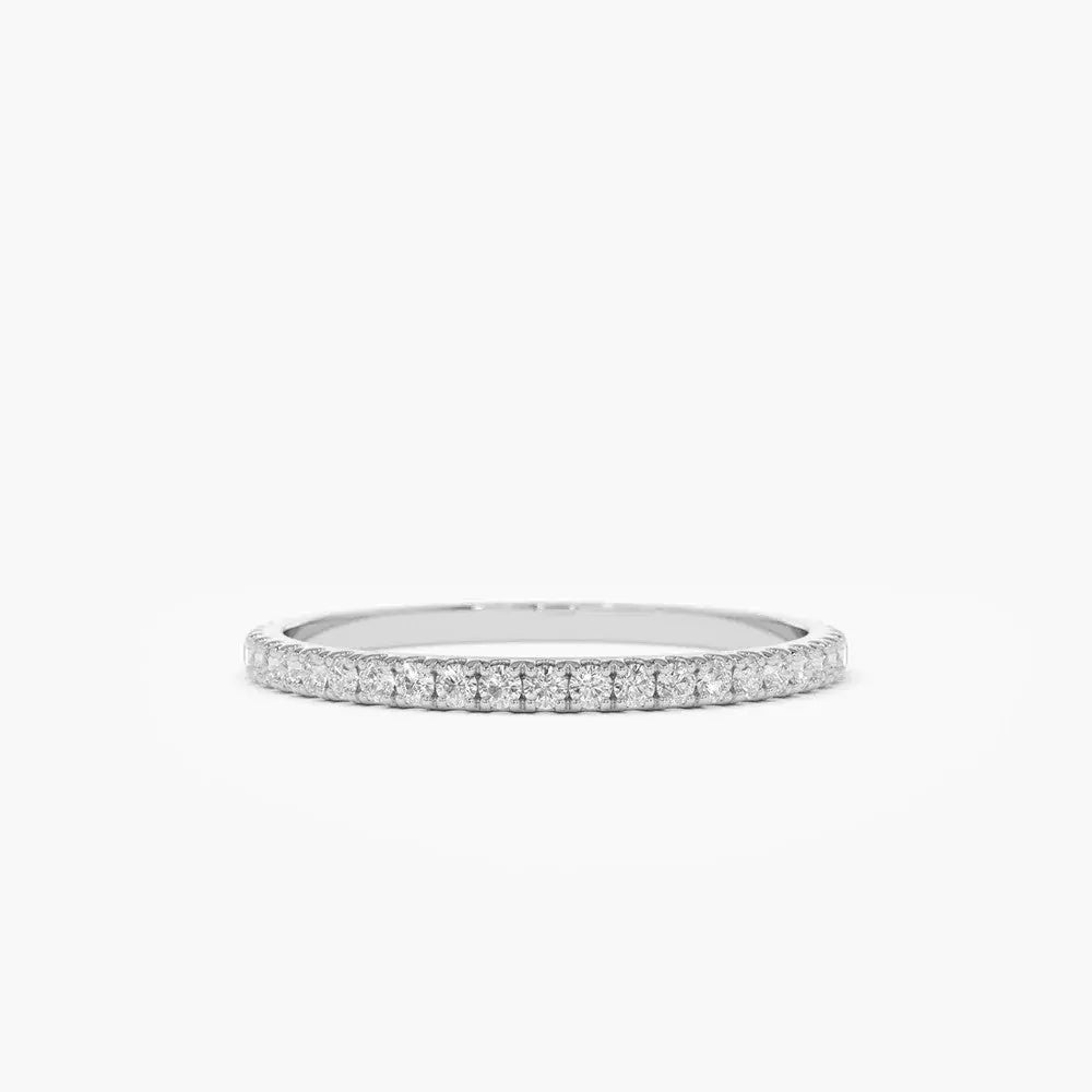 0.50CTW Round Cut Micro Pave Diamond Eternity Wedding Band  customdiamjewel 10KT White Gold VVS-EF