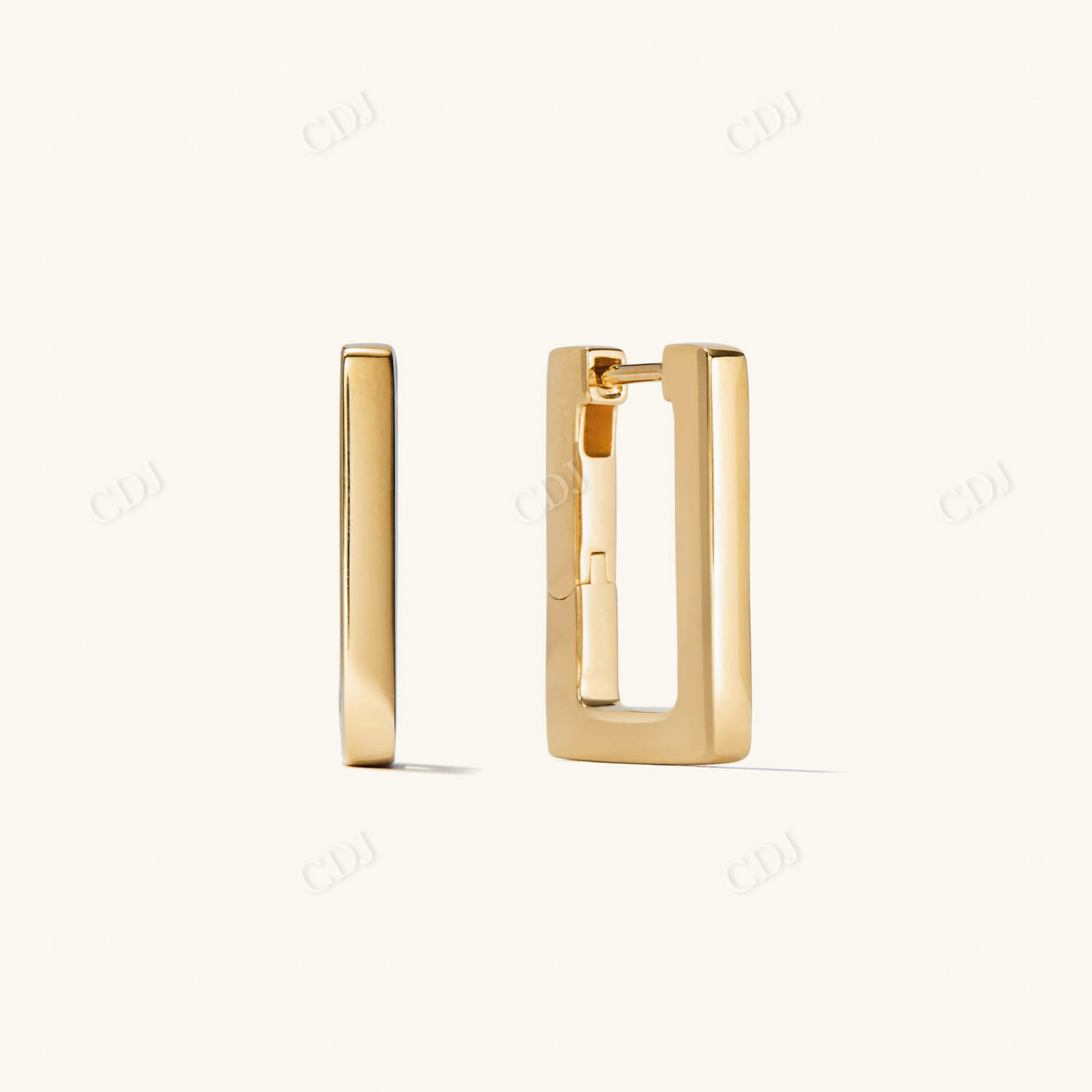 Rectangular 14K Gold Hoop Earrings For Girls  customdiamjewel 10 KT Solid Gold Yellow Gold 