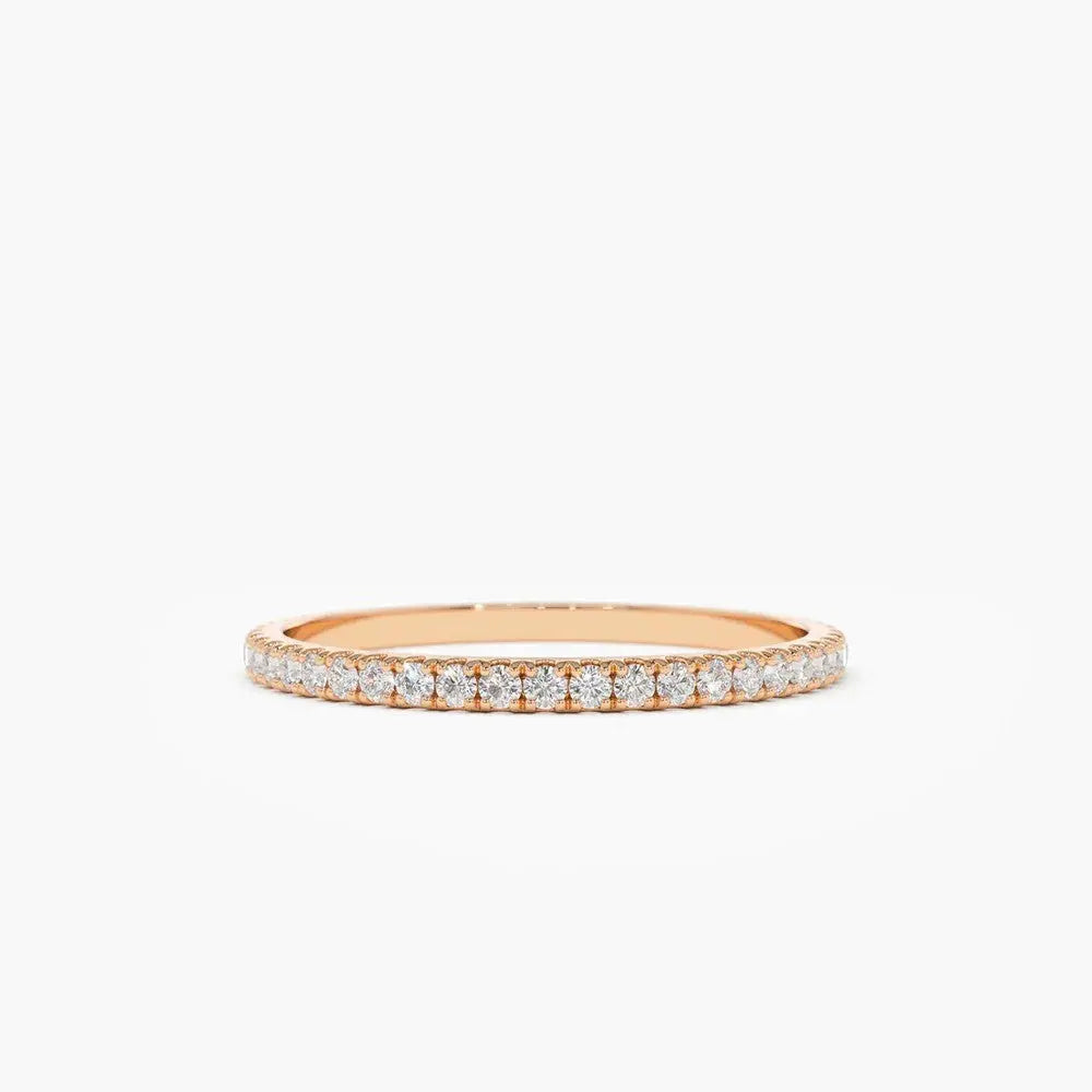 0.50CTW Round Cut Micro Pave Diamond Eternity Wedding Band  customdiamjewel 10KT Rose Gold VVS-EF