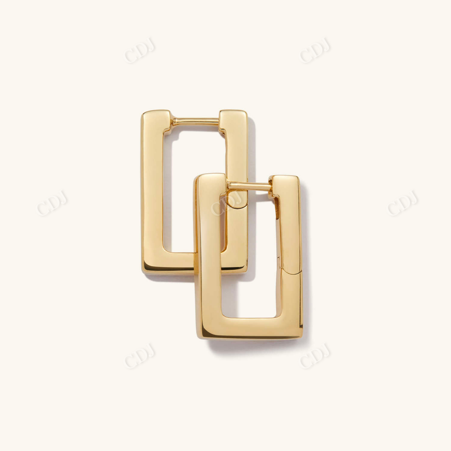 Rectangular 14K Gold Hoop Earrings For Girls  customdiamjewel   