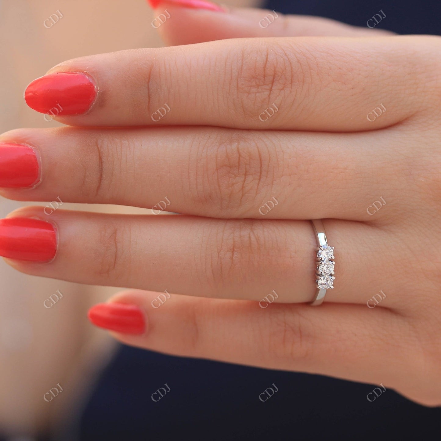 0.30CTW Dainty Three Stone CVD Diamond Wedding Band  customdiamjewel   