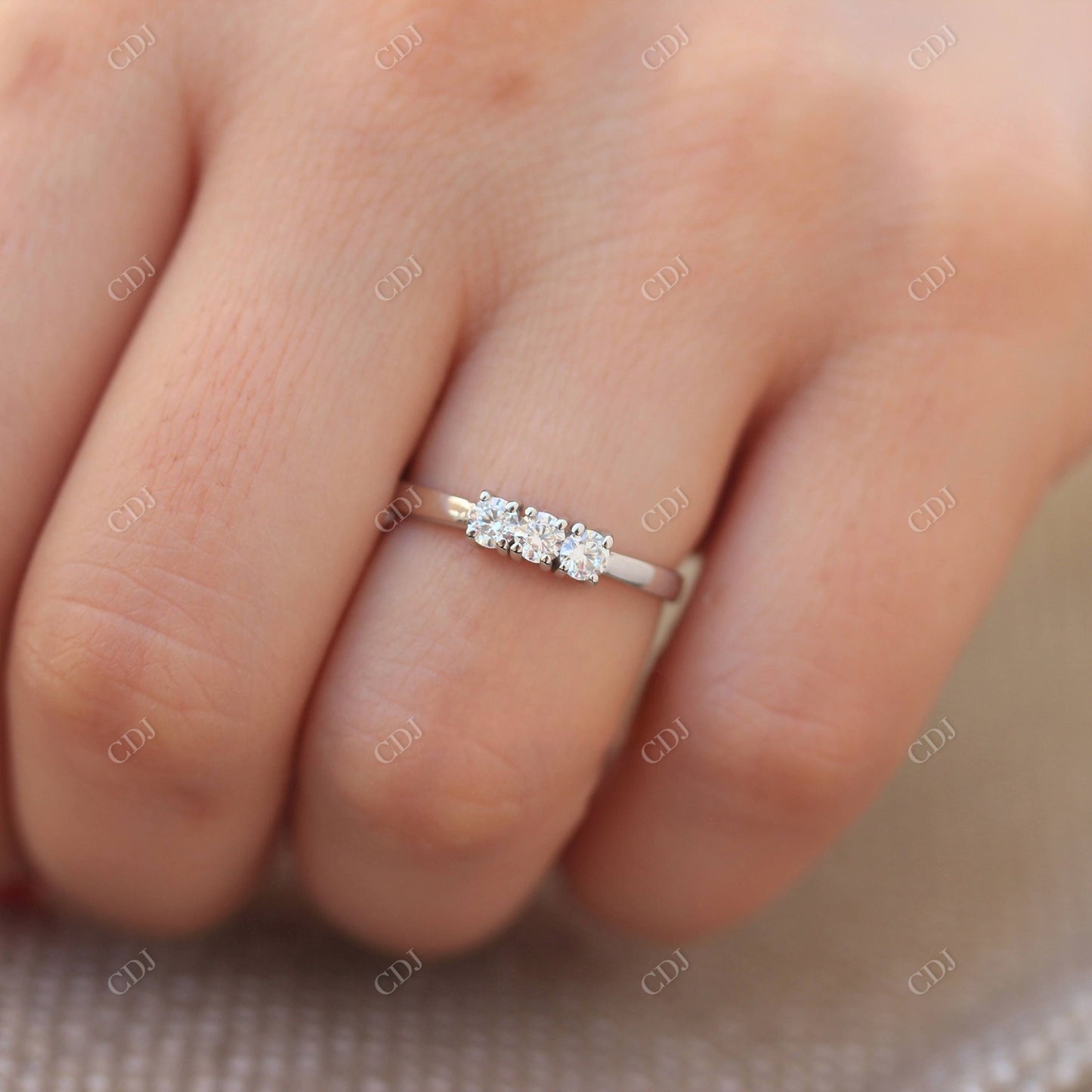 0.30CTW Dainty Three Stone CVD Diamond Wedding Band  customdiamjewel   