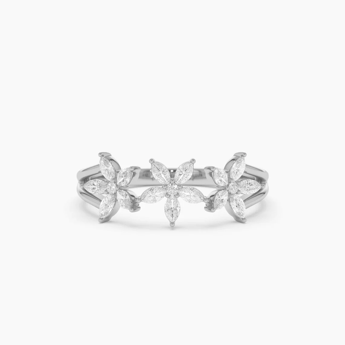 14k Gold Marquise Diamond Multi-Flower Wedding Ring  customdiamjewel 10 KT Solid Gold White Gold VVS-EF