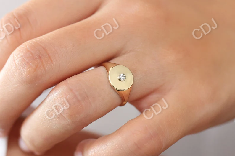 14k Solid Gold Bezel Setting Diamond Pinky Ring  customdiamjewel   