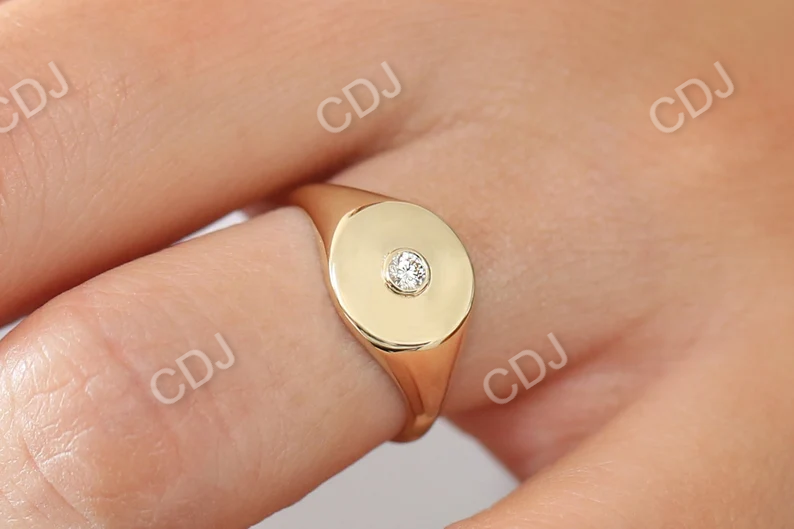 14k Solid Gold Bezel Setting Diamond Pinky Ring  customdiamjewel   