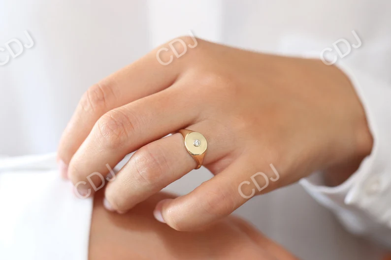 14k Solid Gold Bezel Setting Diamond Pinky Ring  customdiamjewel   