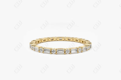 0.57CTW Lab Grown Alternating Baguette And Round Diamond Band  customdiamjewel 10KT Yellow Gold VVS-EF