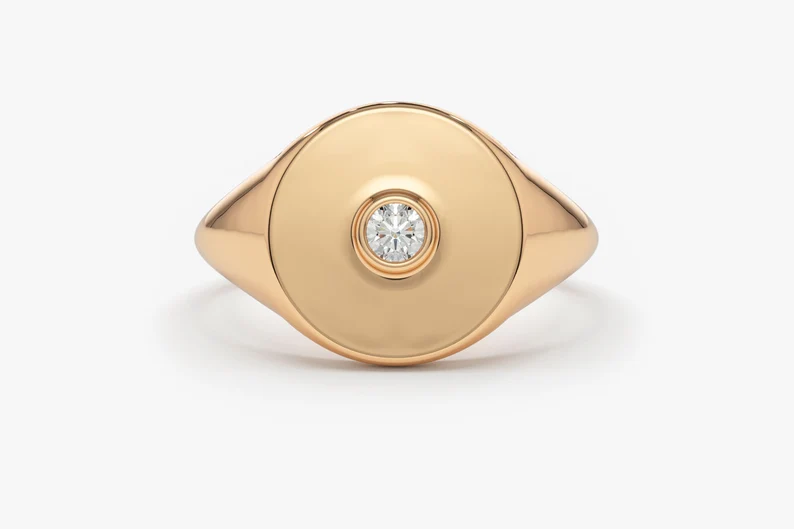 14k Solid Gold Bezel Setting Diamond Pinky Ring  customdiamjewel 10 KT Solid Gold Rose Gold VVS-EF