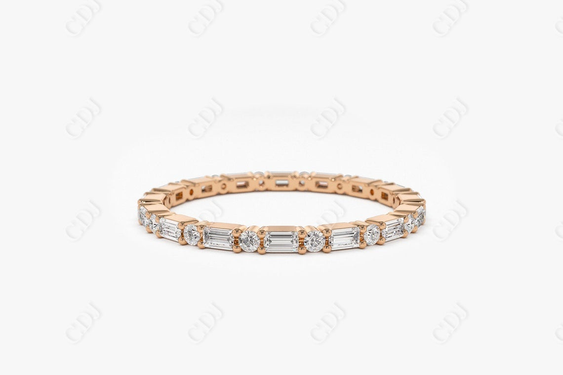 0.57CTW Lab Grown Alternating Baguette And Round Diamond Band  customdiamjewel 10KT Rose Gold VVS-EF