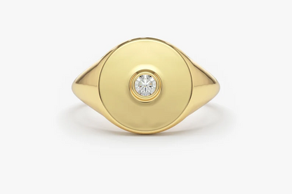 14k Solid Gold Bezel Setting Diamond Pinky Ring  customdiamjewel 10 KT Solid Gold Yellow Gold VVS-EF