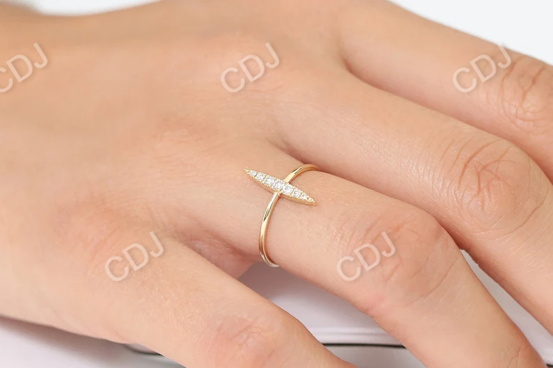 14k Gold Elongated Micro Pave Diamond Wedding Ring  customdiamjewel   