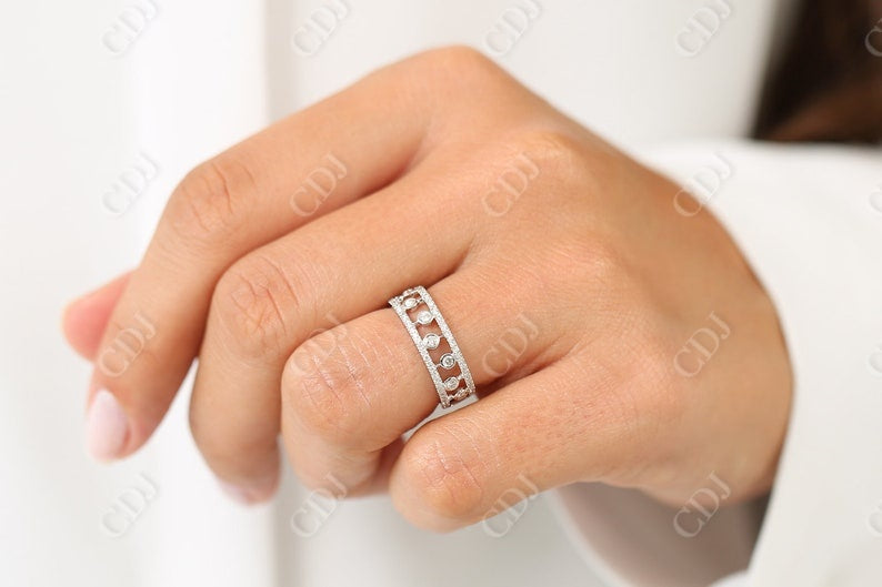 0.48CTW Law Grown Round Cut Double Row Micro Pave Diamond Band  customdiamjewel   