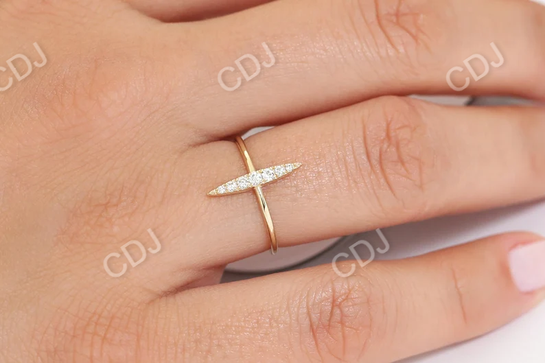 14k Gold Elongated Micro Pave Diamond Wedding Ring  customdiamjewel   