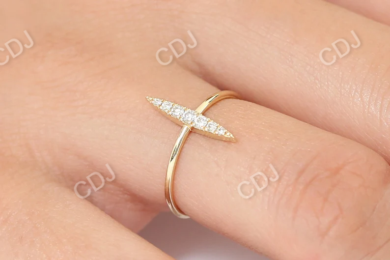 14k Gold Elongated Micro Pave Diamond Wedding Ring  customdiamjewel   