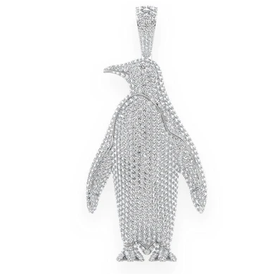 16.25CTW Round Diamond Penguin Hip Hop Pendant  customdiamjewel   