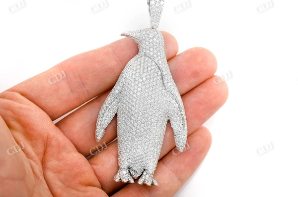 16.25CTW Round Diamond Penguin Hip Hop Pendant  customdiamjewel   