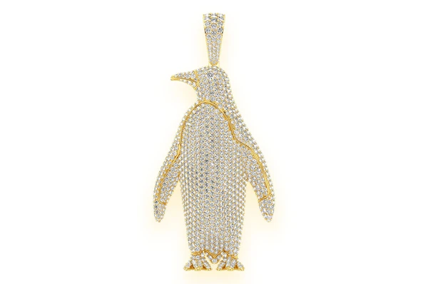 16.25CTW Round Diamond Penguin Hip Hop Pendant  customdiamjewel   