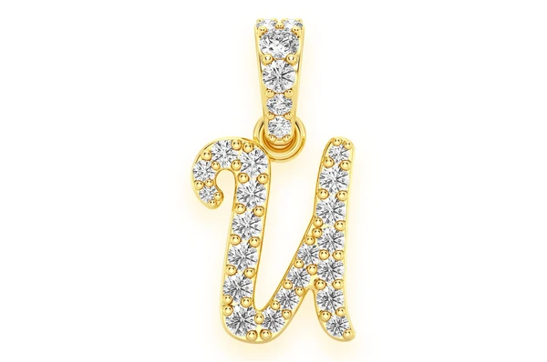 0.10CTW Round Diamond Cursive U Letter Pendant  customdiamjewel   