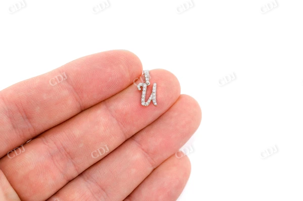 0.10CTW Round Diamond Cursive U Letter Pendant  customdiamjewel   