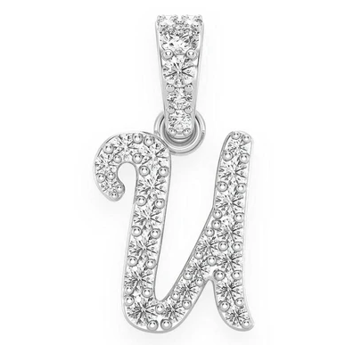 0.10CTW Round Diamond Cursive U Letter Pendant  customdiamjewel   