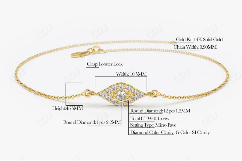 0.15 Ctw Evil Eye Lab Grown Diamond Bracelet  customdiamjewel   