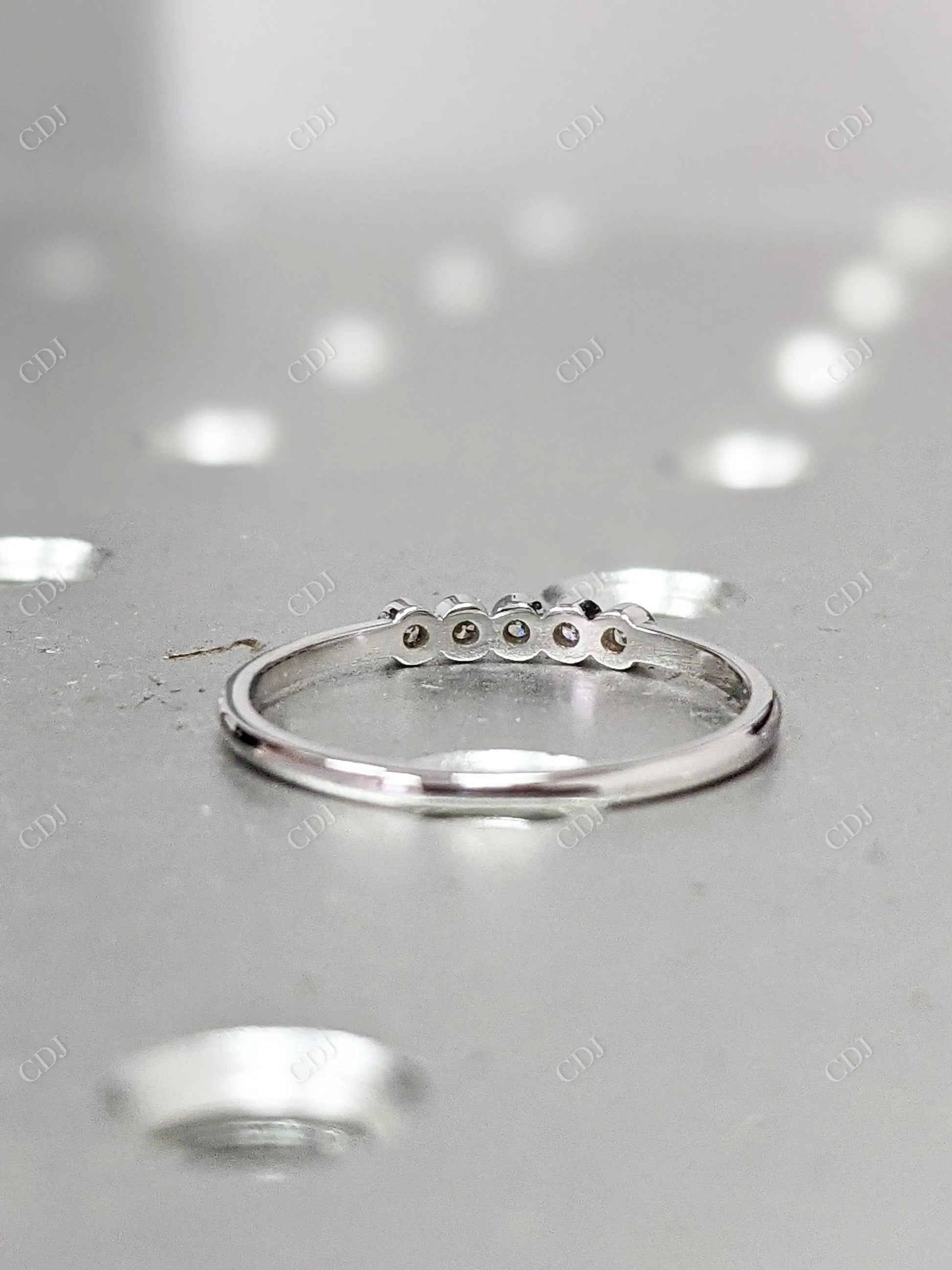 0.03CT Round Bezel Five Stone Lab Grown Wedding Band  customdiamjewel   