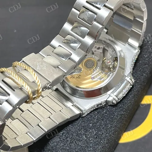 Round Diamond Dial Stainless Steel Wrist Watch  customdiamjewel   