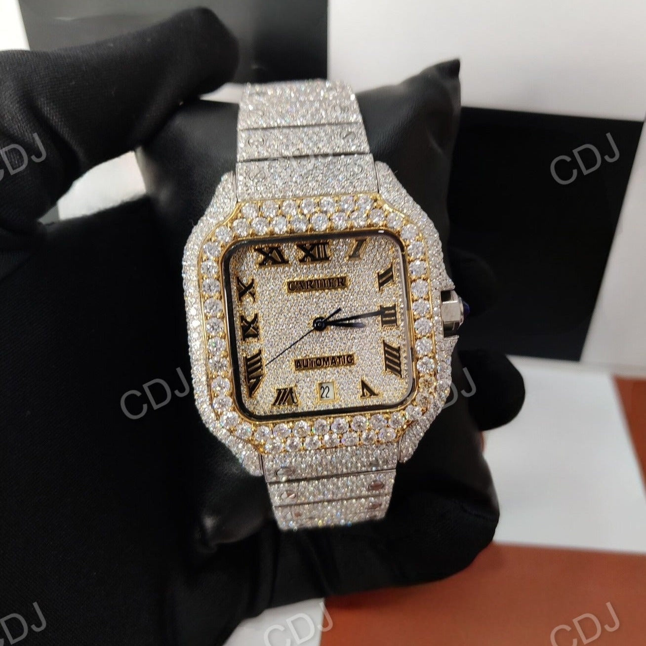 Men's Custom Two Tone Diamond Wrist Watch  customdiamjewel   