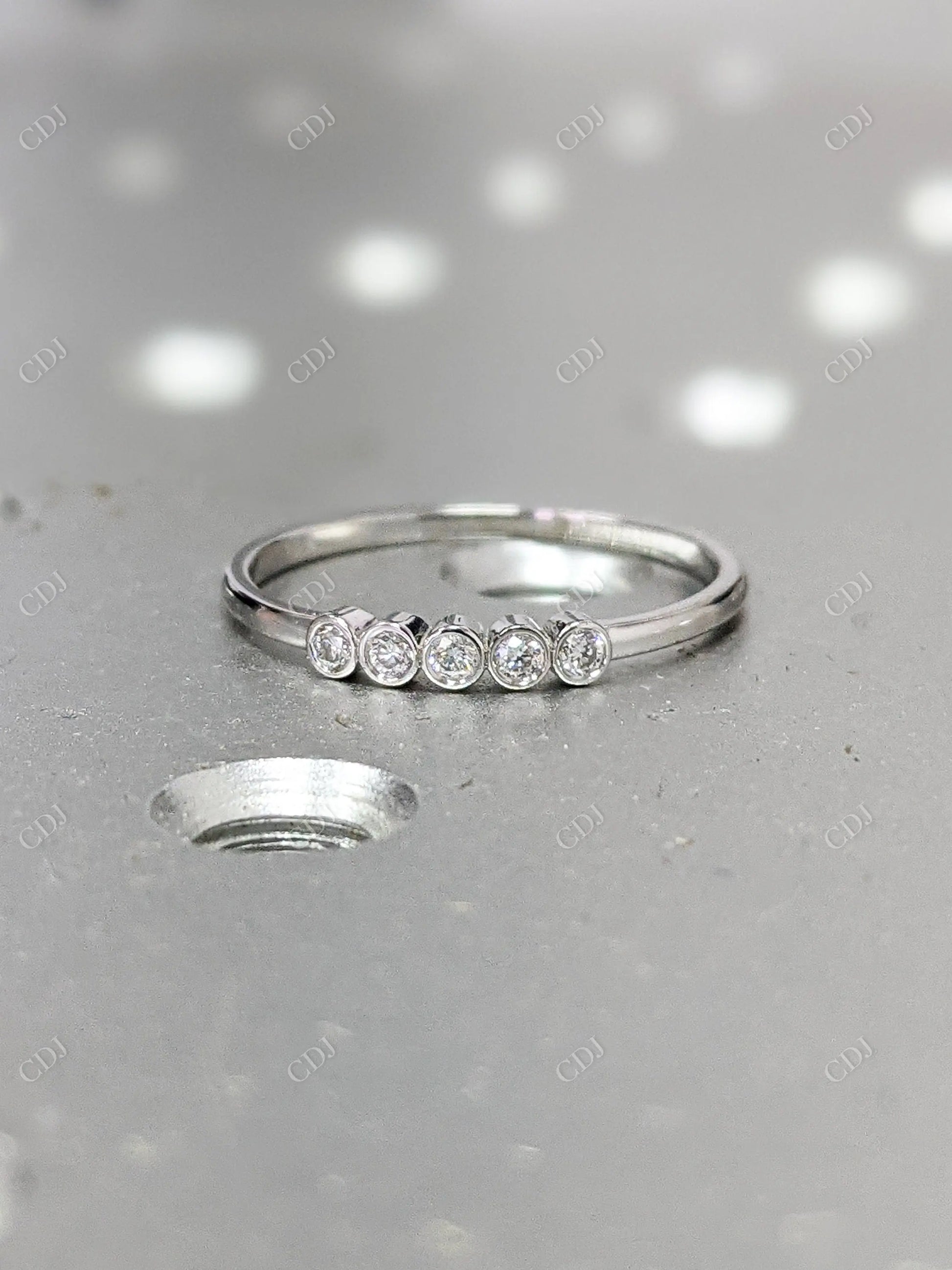 0.03CT Round Bezel Five Stone Lab Grown Wedding Band  customdiamjewel   