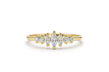 0.25CTW Marquise Cut Natural Diamond Women's Wedding Band  customdiamjewel 10KT Yellow Gold VVS-EF