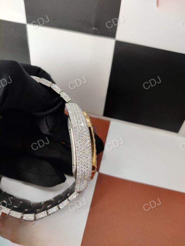 Men's Custom Two Tone Diamond Wrist Watch  customdiamjewel   