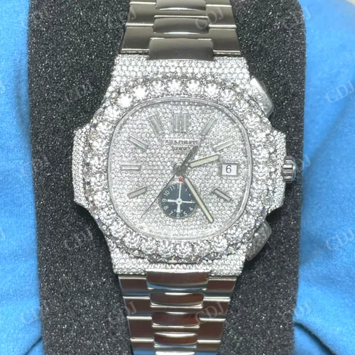 Round Diamond Dial Stainless Steel Wrist Watch  customdiamjewel   