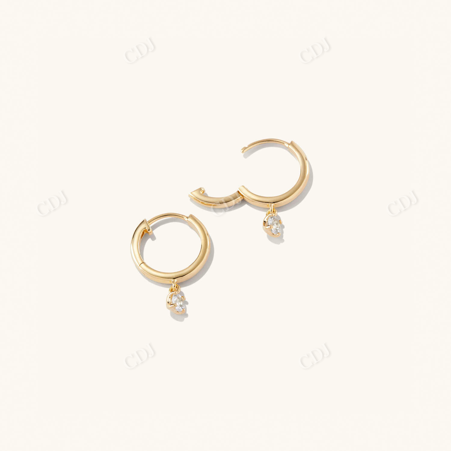 Emerald Cut Moissanite Topaz Hoops For Women  customdiamjewel   