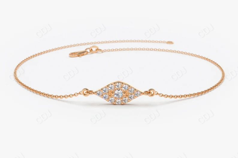 14k Gold Good Luck Evil Eye Diamond Bracelet  customdiamjewel 10 KT Solid Gold Rose Gold VVS-EF