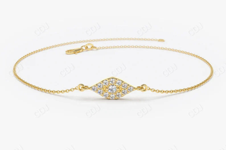 14k Gold Good Luck Evil Eye Diamond Bracelet  customdiamjewel 10 KT Solid Gold Yellow Gold VVS-EF