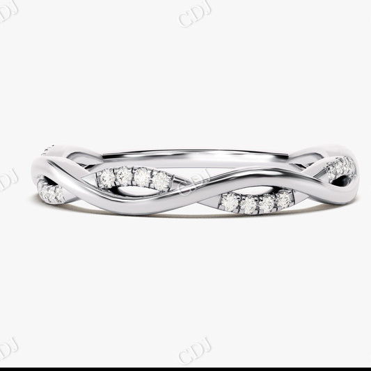 0.12CTW Vine Twisted Stacking Lab Grown Diamond Band  customdiamjewel 10KT White Gold VVS-EF