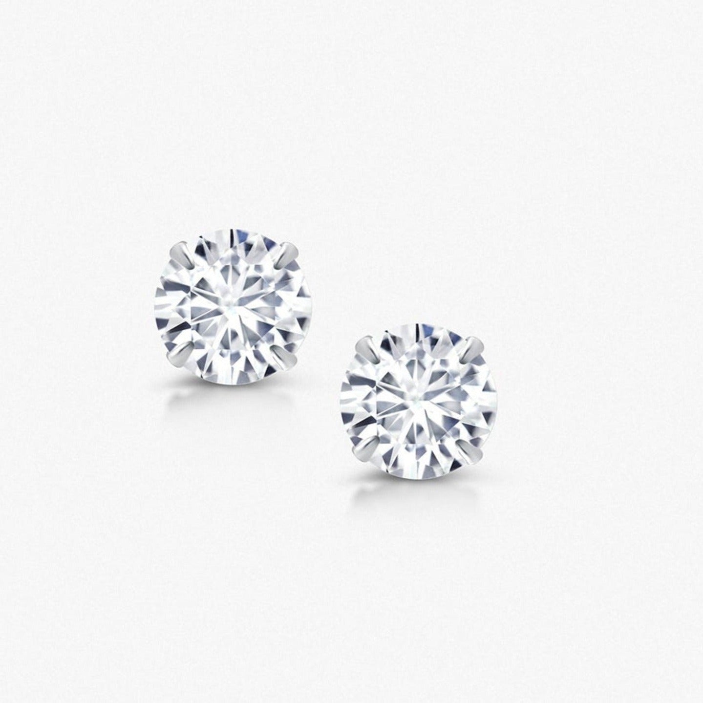 Moissanite Brilliant Diamond Stud Earrings  customdiamjewel Sterling Silver White Gold VVS-EF