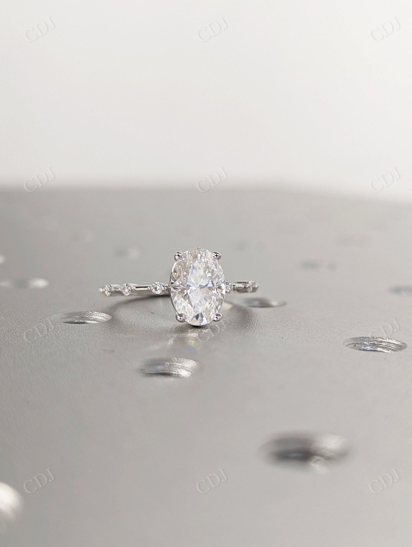 Oval Cut Moissanite White Gold Unique Eternity Engagement Ring  customdiamjewel   