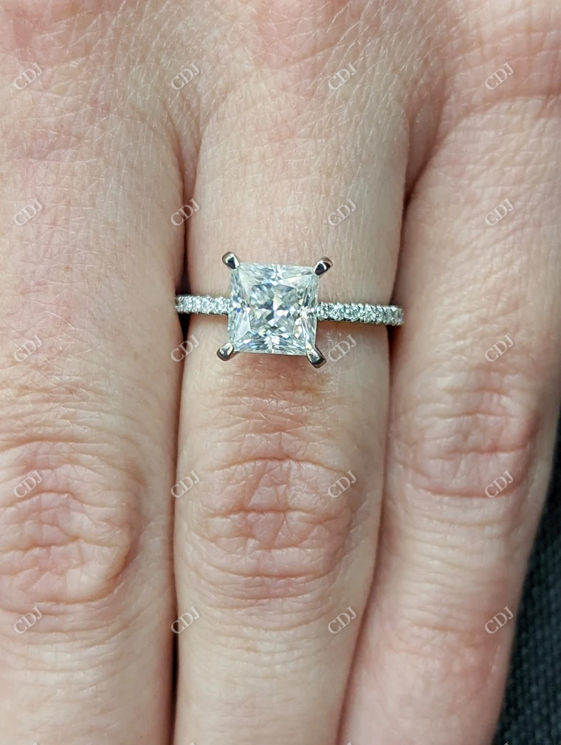 Princess Cut Moissanite Square Engagement Ring  customdiamjewel   