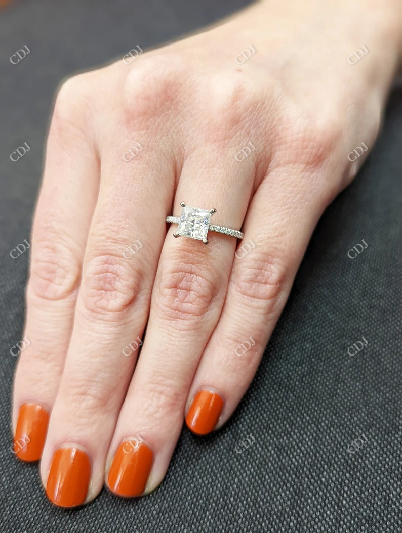 Princess Cut Moissanite Square Engagement Ring  customdiamjewel   