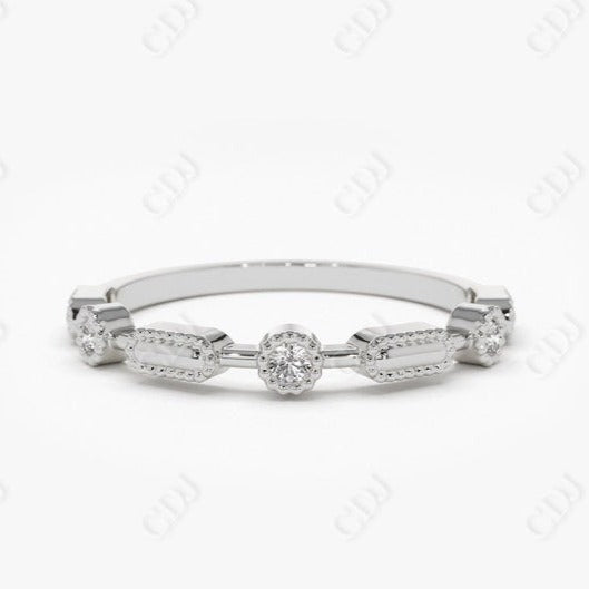 0.07CTW Lab Grown Stackable Diamond Wedding Band  customdiamjewel 10 KT White Gold VVS-EF