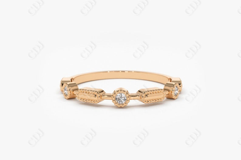 0.07CTW Lab Grown Stackable Diamond Wedding Band  customdiamjewel 10 KT Rose Gold VVS-EF