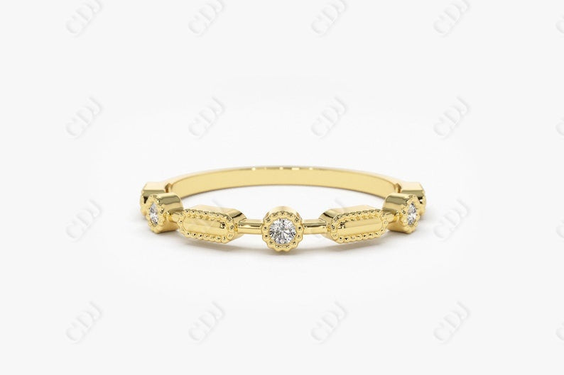 0.07CTW Lab Grown Stackable Diamond Wedding Band  customdiamjewel 10 KT Yellow Gold VVS-EF