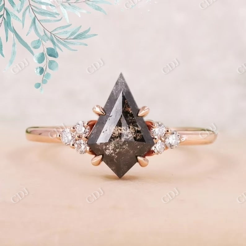 Kite Cut White Moissanite With Small Cluster Accents Engagement Ring  customdiamjewel   